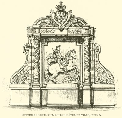 Louis XIII heykeli, Hotel de Ville, Reims (gravür) by English School