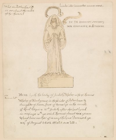 Heykel, 21 Ağustos 1602'de ölen Judeth Wheler'in mezarı (kağıt üzerine mürekkep) by English School