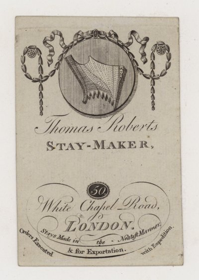 Stay Maker, Thomas Roberts, ticaret kartı by English School