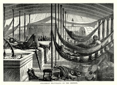 Orinoco Üzerinde Seyahat Eden Vapur (gravür) by English School