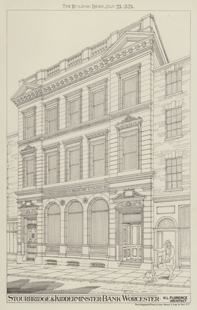 Stourbridge ve Kidderminster Bank, Worcester (gravür) by English School