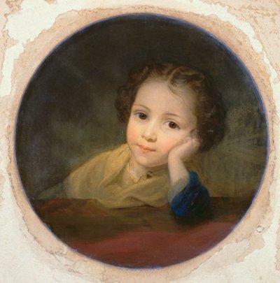 Bir Çocuğun Çalışması, c.1850 (kart üzeri yağlı boya) by English School