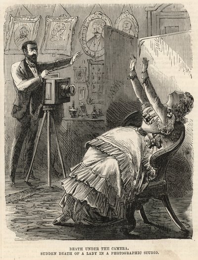 Fotoğraf stüdyosunda bir kadının ani ölümü (gravür) by English School