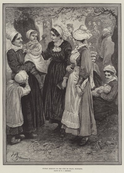 Cote de Grace Pazar Sabahı, Honfleur (gravür) by English School