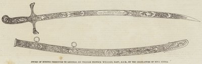 Nova Scotia Yasama Meclisi tarafından General Sir William Fenwick Williams, Baronet, KCB