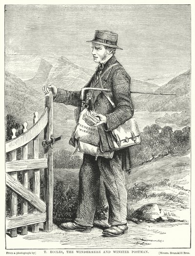 T Eccles, Windermere ve Winster Postacısı (gravür) by English School