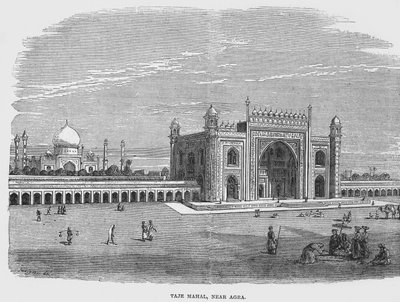 Agra yakınlarındaki Tac Mahal (gravür) by English School