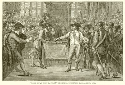 O önemsiz şeyi götürün! Cromwell Parlamentoyu feshetti, 1654 by English School