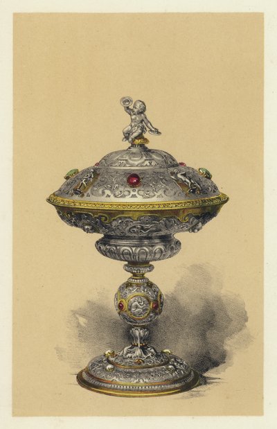Tazza, Kapaklı, Mücevherli Gümüş Set (kromolito) by English School