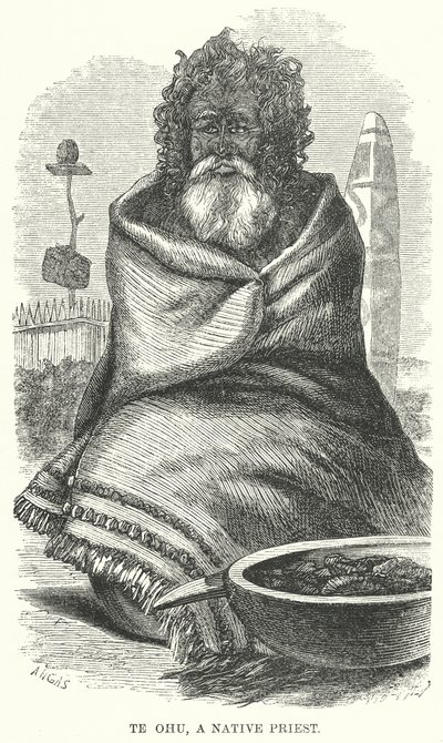 Te Ohu, Yerli Bir Rahip (gravür) by English School