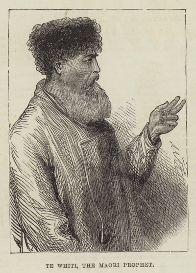 Te Whiti, Maori Peygamberi (gravür) by English School