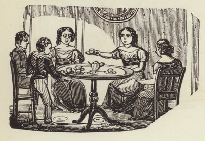 Evde çay (gravür) by English School