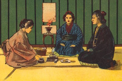 Çay içme töreni, Japonya (renkli lito) by English School