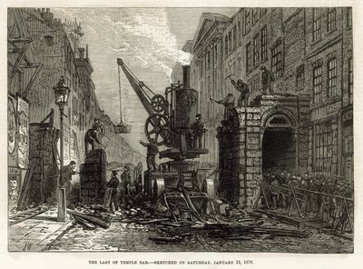 Temple Bar, Londra. Yıkım, 12 Ocak 1878 by English School