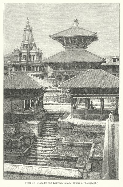Mahadeo ve Krishna Tapınağı, Patan (gravür) by English School