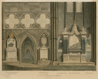 Onuncu pencere ve Cloister, North Aisle, Westminster Abbey, Londra'ya giriş by English School