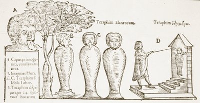 Teraphim, 17. yüzyıldan kalma bir illüstrasyonun kopyası, 19. yüzyılın sonlarında yayınlanan Sihir Tarihinde kullanılan by English School