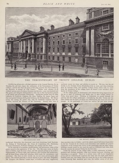 Trinity College Yüzüncü Yıldönümü, Dublin, İrlanda (lito) by English School