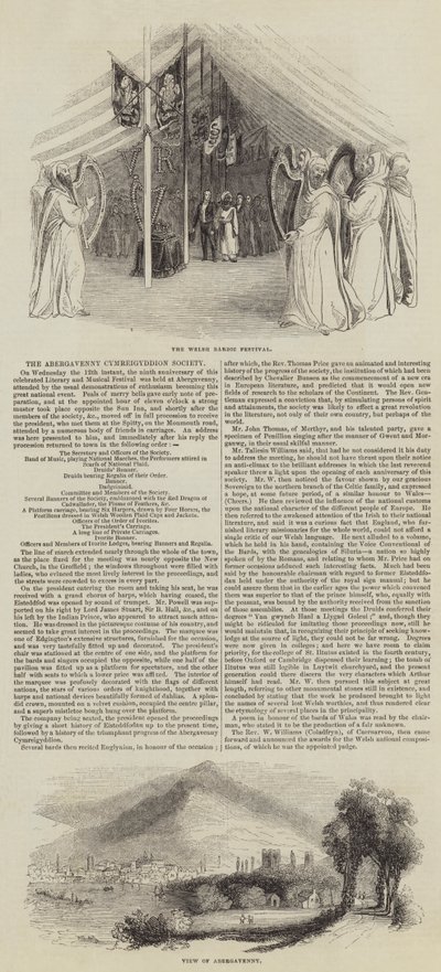 Abergavenny Cymreigiaeth Derneği (gravür) by English School