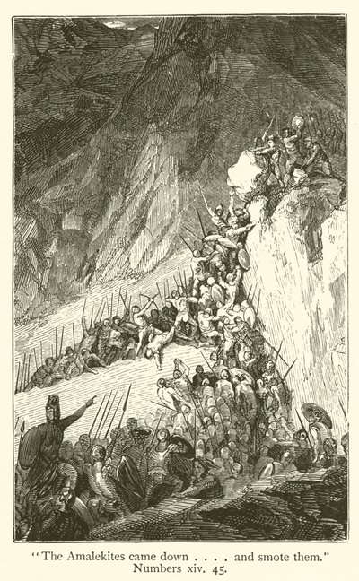 "Amalekliler indiler... ve onları vurdular", Numbers, xiv, 45 (gravür) by English School