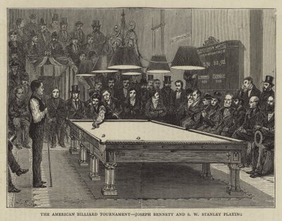 Amerikan Bilardo Turnuvası, Joseph Bennett ve SW Stanley oynuyor (gravür) by English School
