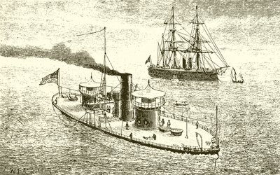 Amerikan ikiz kuleli savaş gemisi Miantonoma ve Ironclad by English School