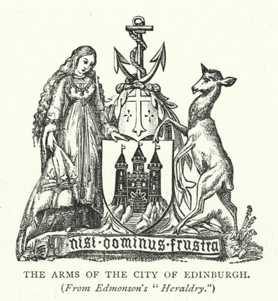 Edinburgh şehrinin arması (gravür) by English School