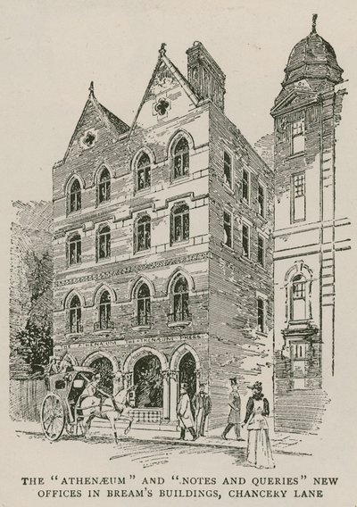 Athenaeum ve Notes and Queries Breams Buildings, Chancery Lane, Londra