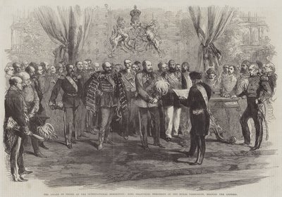 Uluslararası Sergide Ödül Ödülü, Kraliyet Komisyonu Başkanı Earl Granville, Adresi okurken (gravür) by English School