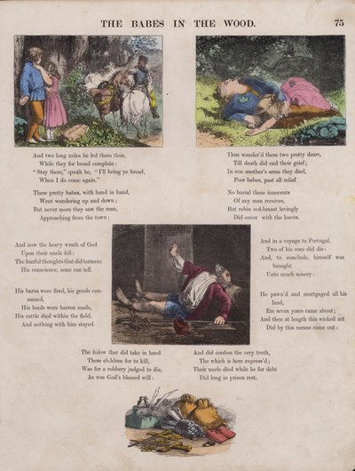 The Babes In The Wood (renkli gravür) by English School