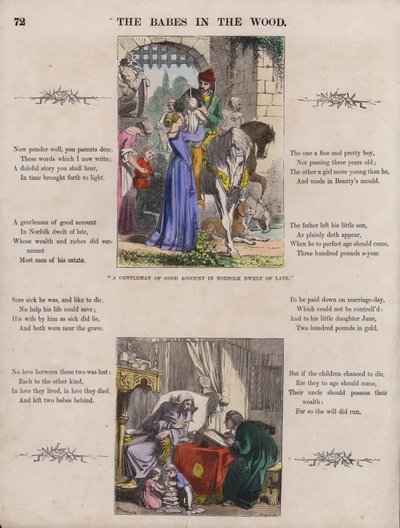 The Babes In The Wood (renkli gravür) by English School