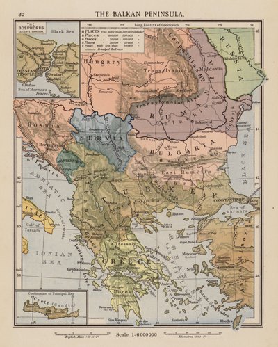 Balkan Yarımadası (renkli lito) by English School