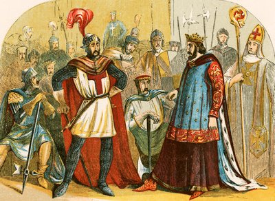 Baronlar, Henry III tarafından çağrılan parlamentoya katılırlar. by English School