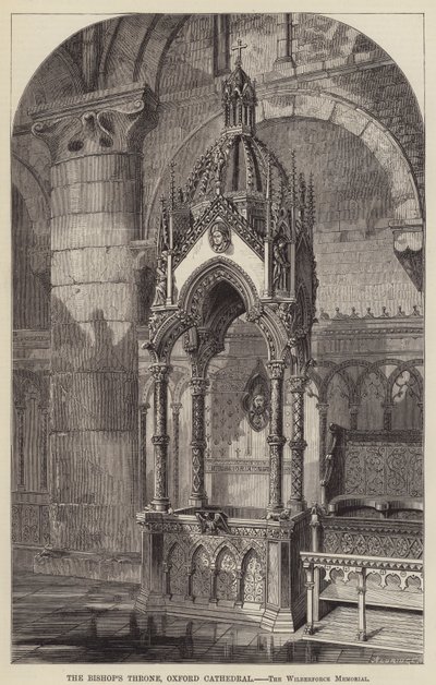 Piskopos Tahtı, Oxford Katedrali, Wilberforce Anıtı (gravür) by English School