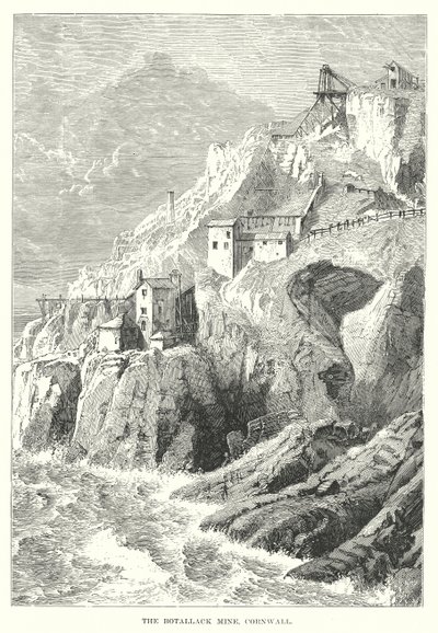 Botallack Madeni, Cornwall (gravür) by English School