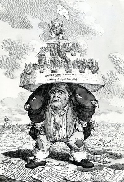 Britanya Atlası ya da barışın kurulmasını destekleyen John Bull, Charles Williams tarafından basılmış, 1816 by English School