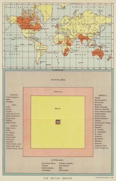 Britanya İmparatorluğu (renkli taş baskı) by English School