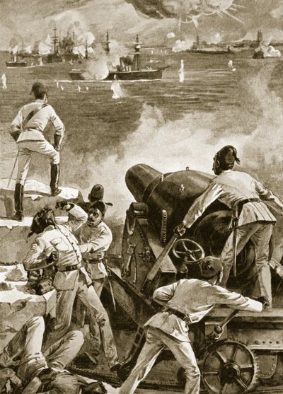 İngiliz Donanması, 11 Temmuz 1882'de İskenderiye'deki Limanları bombaladı. by English School