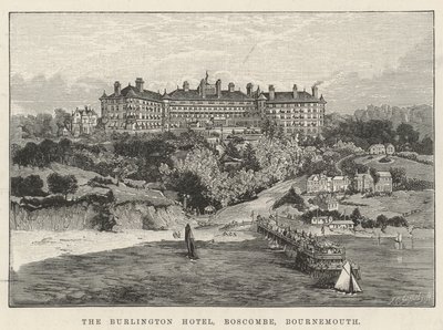 Burlington Hotel, Boscombe, Bournemouth (gravür) by English School