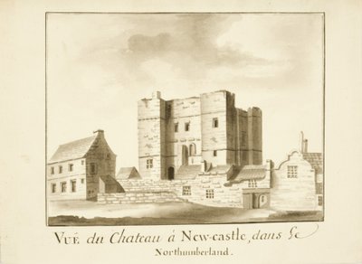 The Castle, Newcastle upon Tyne (kağıt üzerinde mürekkep ve kurşun kalem) by English School