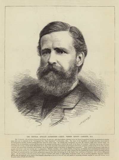 Orta Afrika Seferi, Teğmen Verney Lovett Cameron, RN (gravür) by English School