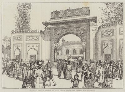 Sömürge ve Kızılderili Sergisi, Gwalior Geçidi, Hint Sarayının Avlusuna Giriş (gravür) by English School