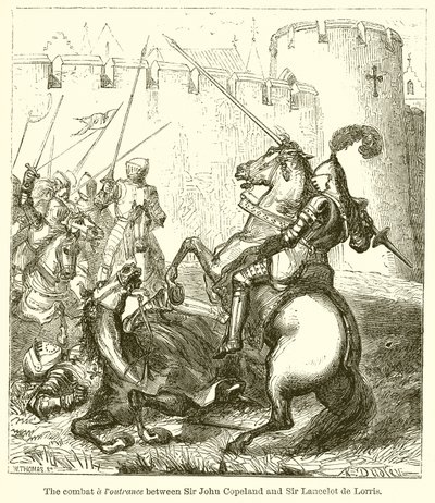 Sir John Copeland ve Sir Lancelot de Lorris arasındaki Savaş ve Dövüş by English School