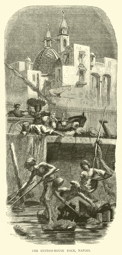 Custom-House Dock, Napoli by English School