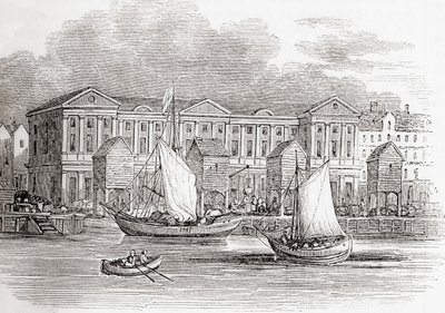The Custom House, Londra, İngiltere, Büyük Yangından önceki haliyle, Old England: A Pictorial Museum, pub. 1847 by English School