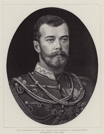 Çareviç, HIH Büyük Dük Nicholas Alexandrovitch (gravür) by English School