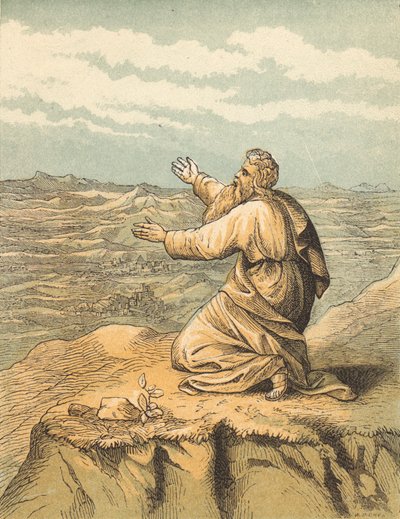 Musa'nın Ölümü (renkli gravür) by English School