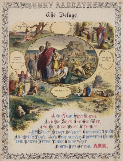 Tufan (renkli gravür) by English School