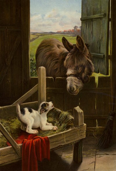 Yemlikteki Köpek (renkli taş baskı) by English School