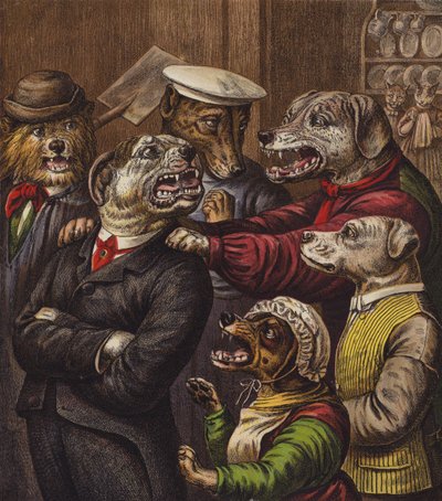 Köpeğin Akşam Yemeği Partisi (renkli taş baskı) by English School